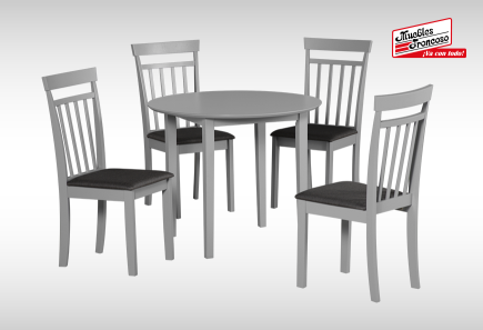 ANTECOMEDOR APRIL REDONDO GRIS CON 4 SILLAS