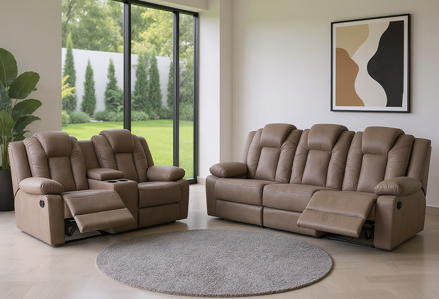 SALA NAIROBI BUFALO NOGAL SOFÁ Y LOVE SEAT