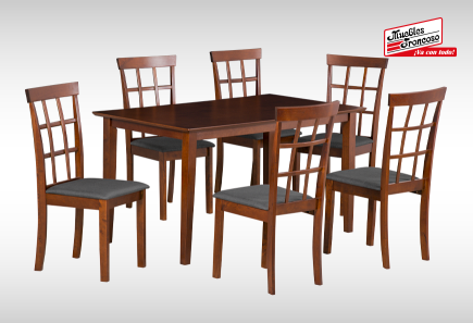 ANTECOMEDOR HELENA RECTANGULAR CAPUCHINO CON 6 SILLAS