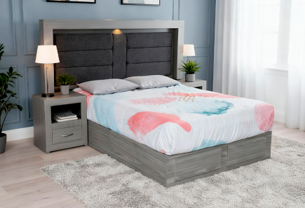 CABECERA Y DOS BURÓS MÓNACO GRIS