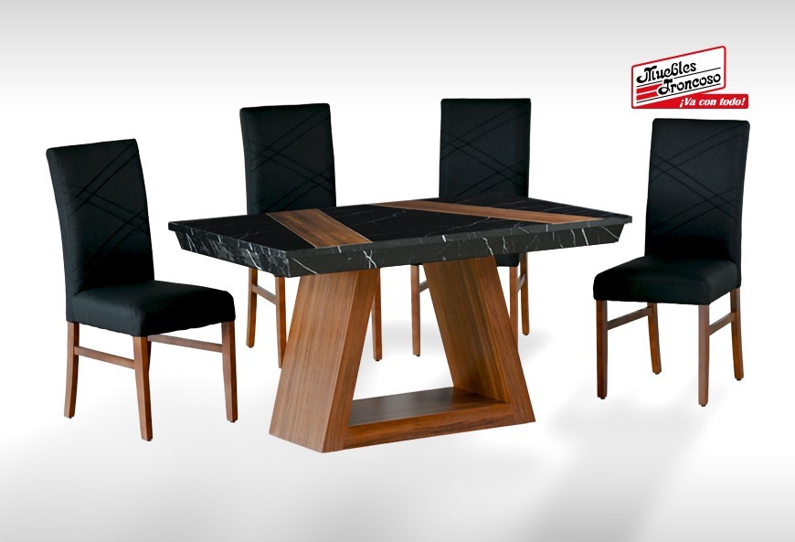 ANTECOMEDOR ALEGRA CON 4 SILLAS RUSSEL CHARCOAL