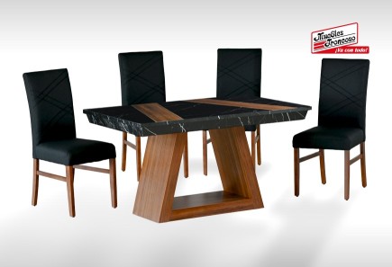 ANTECOMEDOR ALEGRA CON 4 SILLAS RUSSEL CHARCOAL