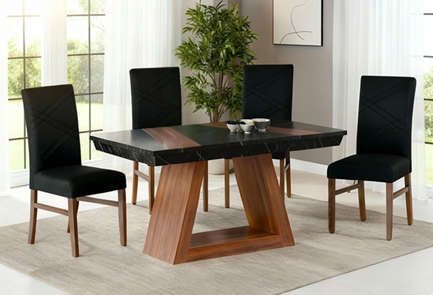 ANTECOMEDOR ALEGRA CON 4 SILLAS RUSSEL CHARCOAL
