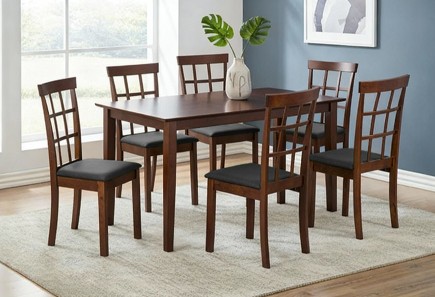 ANTECOMEDOR HELENA RECTANGULAR CAPUCHINO CON 6 SILLAS