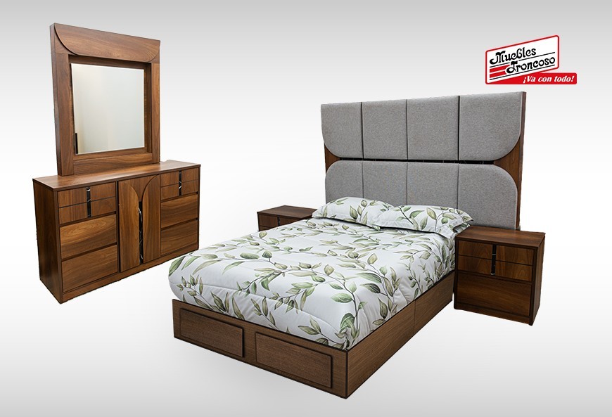 CABECERA, DOS BURÓS Y CÓMODA CON LUNA ZAGREB