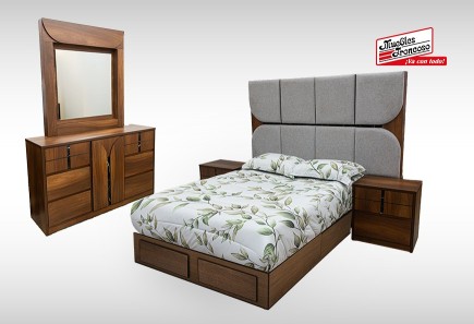 CABECERA, DOS BURÓS Y CÓMODA CON LUNA ZAGREB