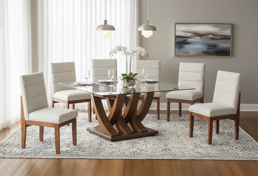 ANTECOMEDOR TAMAYO CON 6 SILLAS MONTANA MONTANA GIRONA IVORY