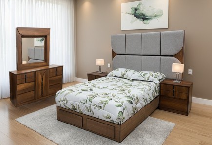 CABECERA, DOS BURÓS Y CÓMODA CON LUNA ZAGREB