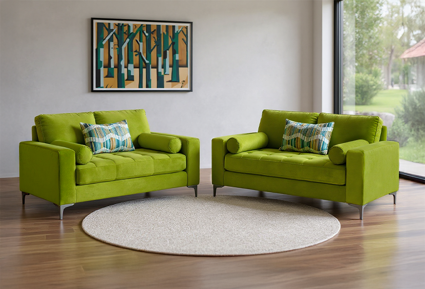 JGO SALA ÁFRICA VERDE SOFÁ Y LOVE SEAT
