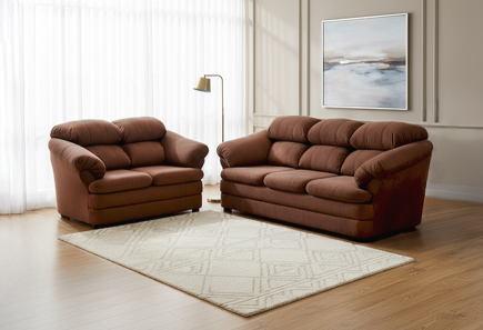 SALA CÁDIZ MALI CAOBA SOFÁ Y LOVE SEAT