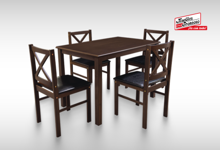 ANTECOMEDOR SAM NOGAL CON 4 SILLAS