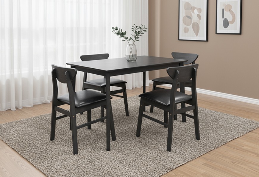 ANTECOMEDOR ELLIA GRIS CON 4 SILLAS