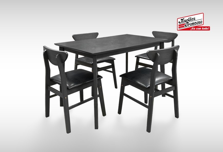 ANTECOMEDOR ELLIA GRIS CON 4 SILLAS