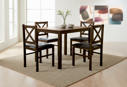 ANTECOMEDOR SAM NOGAL CON 4 SILLAS