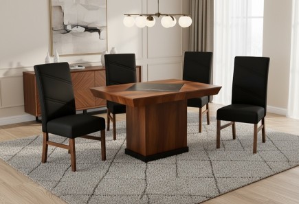 ANTECOMEDOR SALVATORE CON 4 SILLAS ROYALE NEGRO
