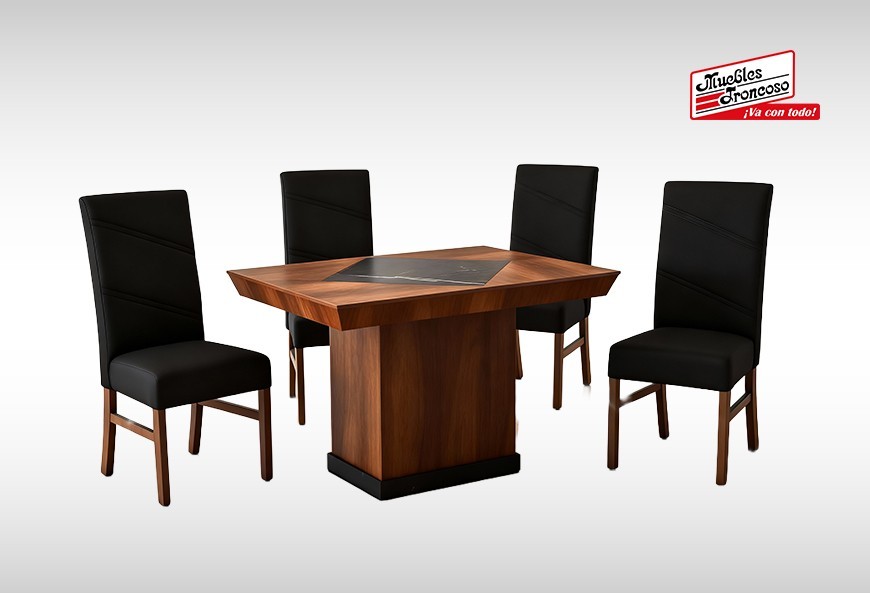 ANTECOMEDOR SALVATORE CON 4 SILLAS ROYALE NEGRO