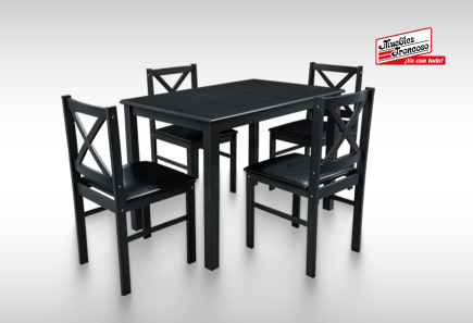 ANTECOMEDOR SAM GRIS CON 4 SILLAS