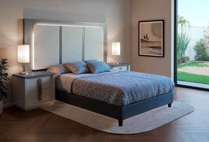 CABECERA Y DOS BURÓS MAE GRIS/TULE WHITE