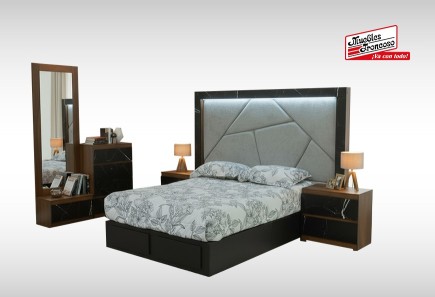 CABECERA, DOS BURÓS Y CÓMODA CON LUNA SALVATORE