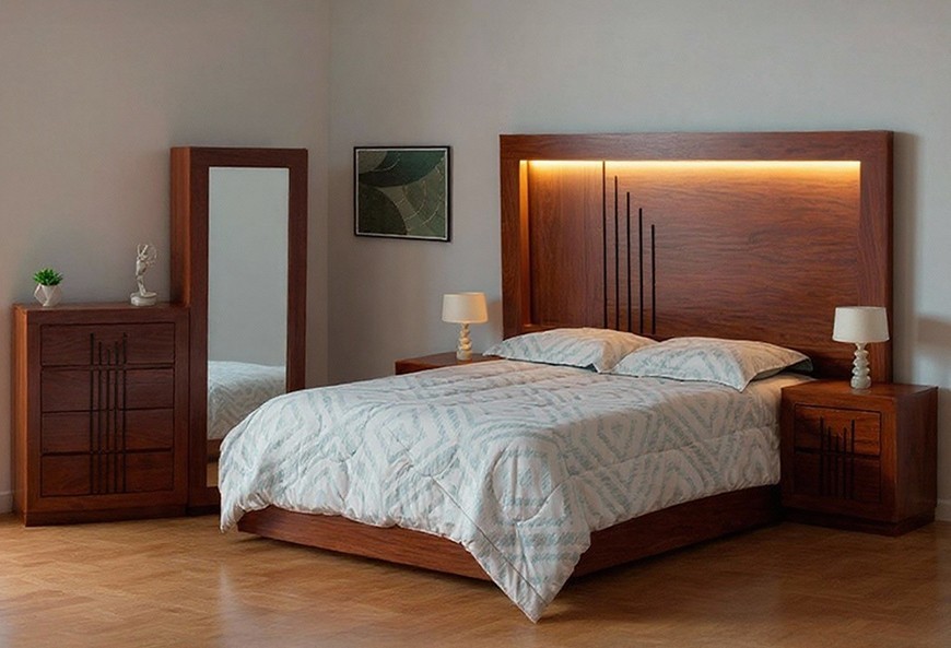 CABECERA, DOS BURÓS Y CÓMODA CON LUNA MCKENZIE