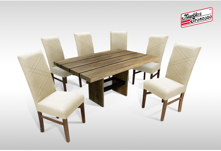 ANTECOMEDOR PEPPER RECTANGULAR CON 6 SILLAS RUSSEL ALPHA LATTE
