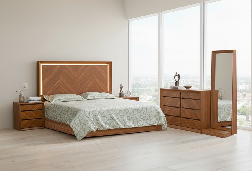 CABECERA, DOS BURÓS Y CÓMODA CON LUNA TZALAM II UV