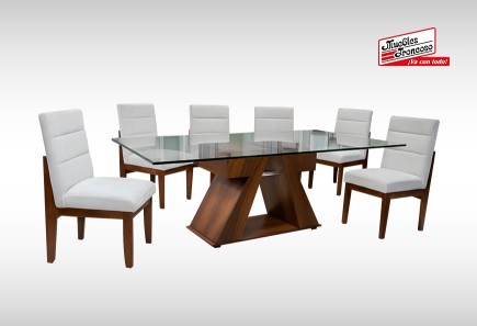 ANTECOMEDOR BARI 1.80 CON 6 SILLAS MONTANA BREST CREAM