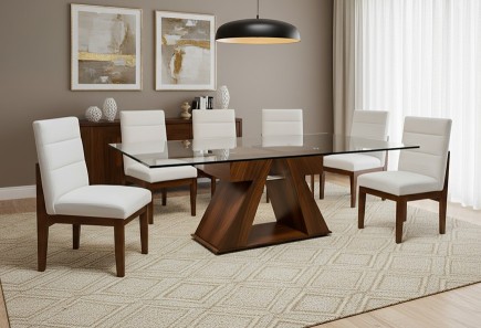 ANTECOMEDOR BARI 1.80 CON 6 SILLAS MONTANA BREST CREAM