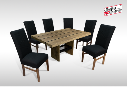 ANTECOMEDOR PEPPER RECTANGULAR CON 6 SILLAS RUSSEL CHARCOAL