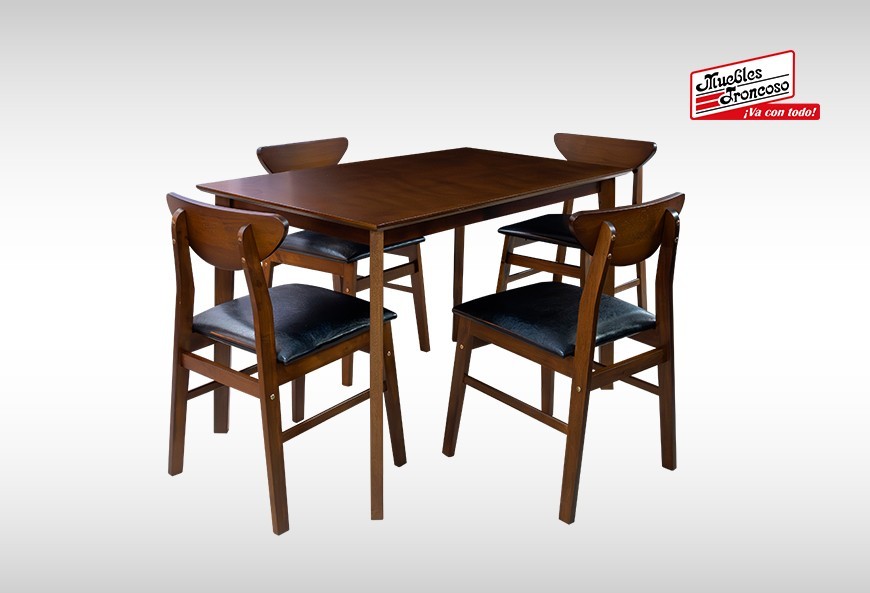 ANTECOMEDOR ELLIA NOGAL CON 4 SILLAS