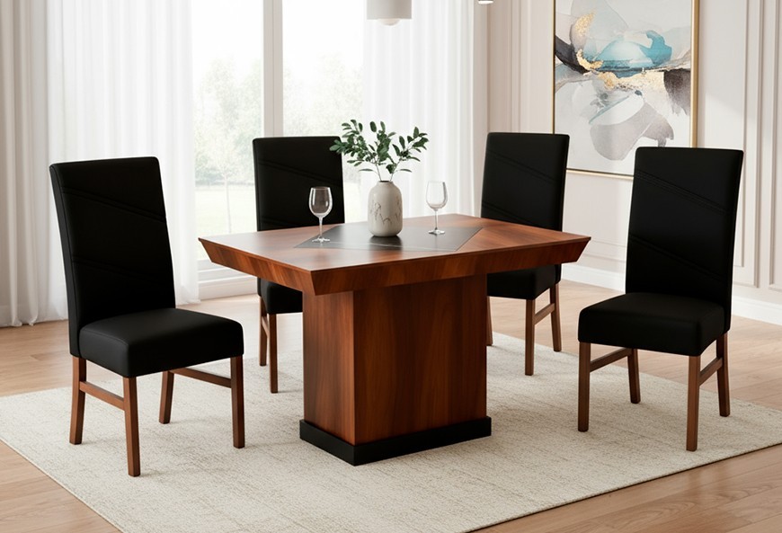 ANTECOMEDOR SALVATORE CON 4 SILLAS ROYALE NEGRO