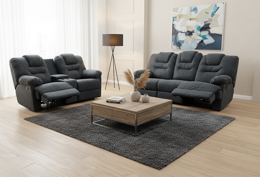 SOFÁ Y LOVE SEAT HARRY GREY CON RECLINABLES