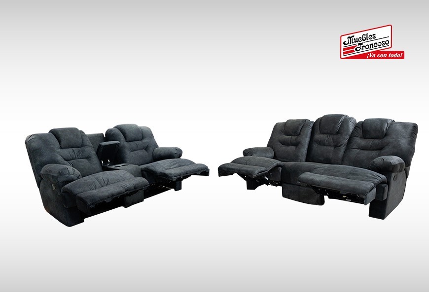 SOFÁ Y LOVE SEAT HARRY GREY CON RECLINABLES