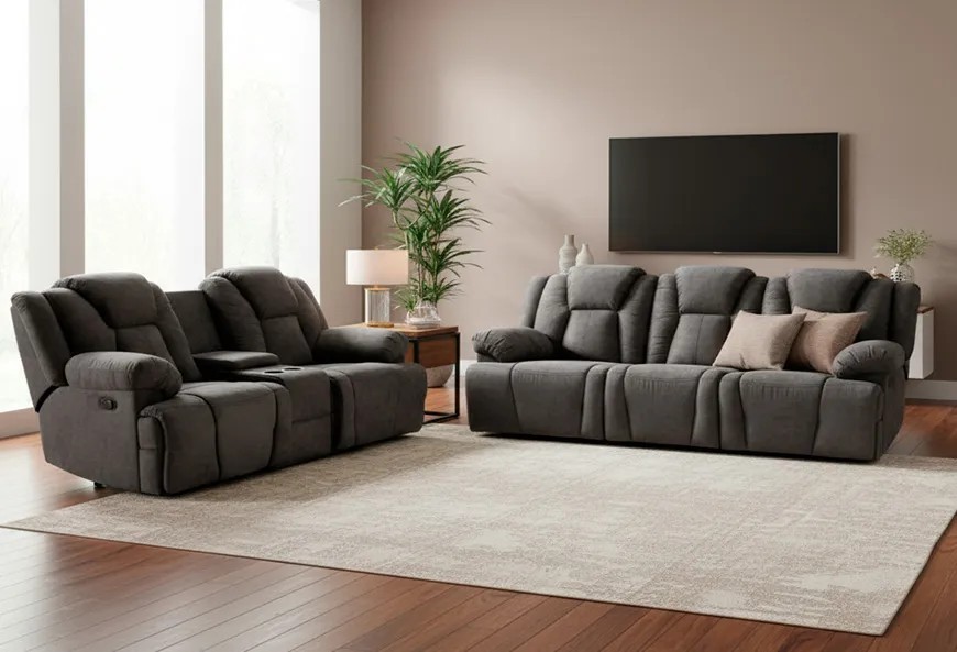 SOFÁ, LOVE SEAT (SILLÓ CON CONTROL) CHARLESTON GREY RECLINABLE