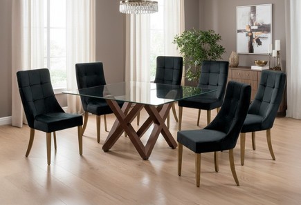 ANTECOMEDOR ENZO NOGAL CON 6  SILLAS ESPARTA VENUS BLACK