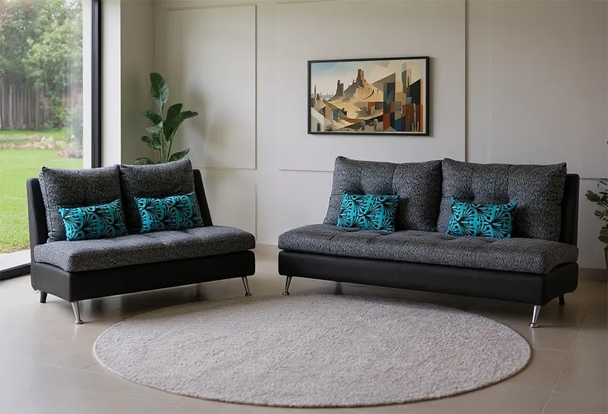 SALA DAISY ILLIE BLACK SOFÁ Y LOVE SEAT