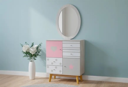 CÓMODA Y LUNA LULA RUSTI PASTEL