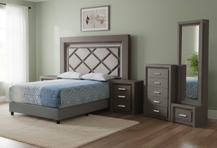 CABECERA, 2 BURÓS Y CÓMODA CON LUNA NALA GRIS