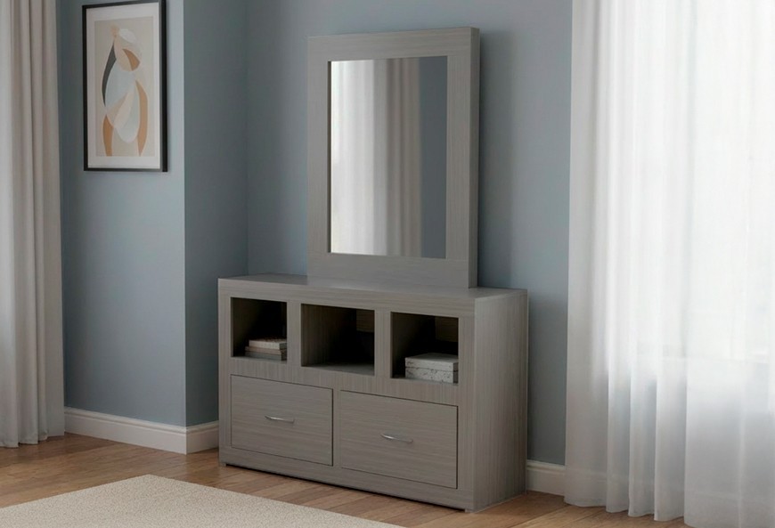 CÓMODA Y LUNA MÓNACO GRIS