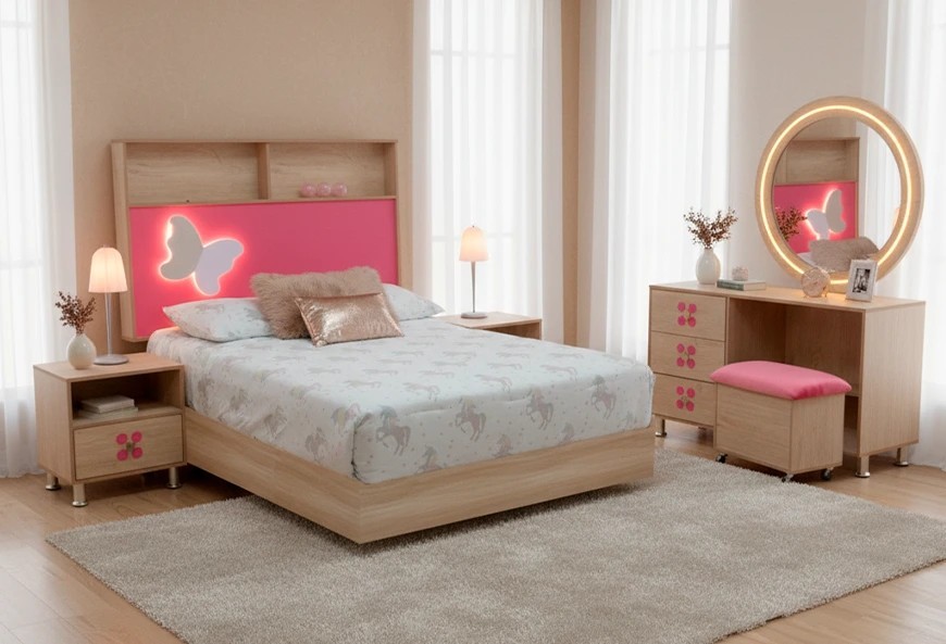 CABECERA, DOS BUROS, CÓMODA Y LUNA MILEY