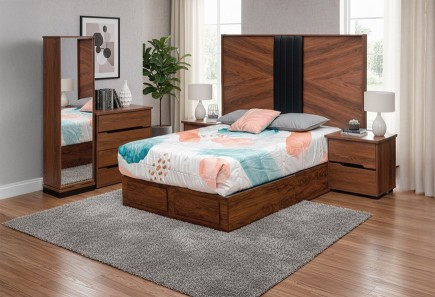 CABECERA, DOS BURÓS Y CÓMODA CON LUNA MALLORY