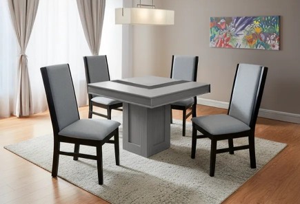 ANTECOMEDOR MÓNACO GRIS 1X1 VS2 CON 4 SILLAS ARGELIA M.MPTANEGRA