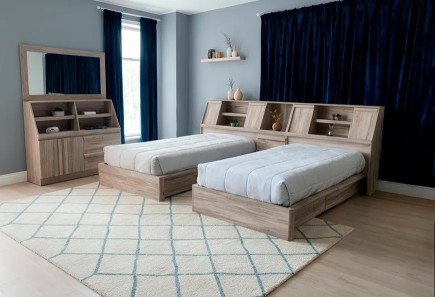 DOS CABECERAS, 1 BURÓ Y CÓMODA CON LUNA INDIANA AMBROSÍA GEMELA