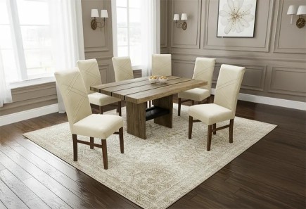 ANTECOMEDOR PEPPER RECTANGULAR CON 6 SILLAS RUSSEL ALPHA LATTE