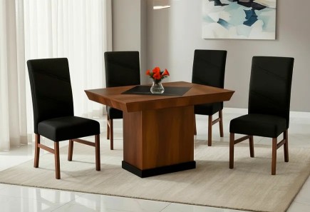 ANTECOMEDOR SALVATORE CON 4 SILLAS RUSSEL CHARCOAL