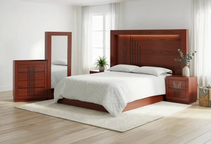 CABECERA, DOS BURÓS Y CÓMODA CON LUNA MCKENZIE