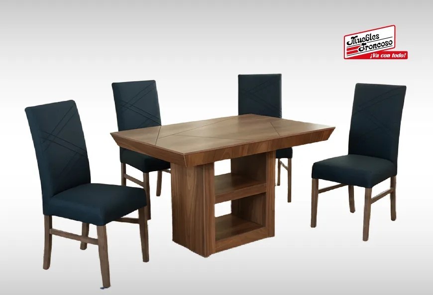 ANTECOMEDOR ITALIA CON 4 SILLAS RUSSEL CHARCOAL
