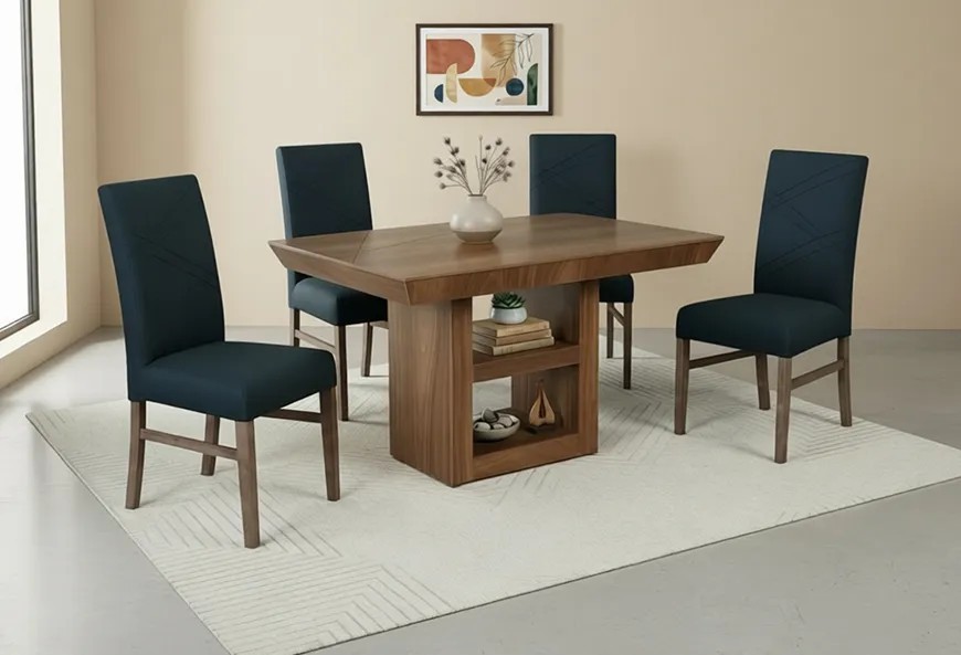 ANTECOMEDOR ITALIA CON 4 SILLAS RUSSEL CHARCOAL