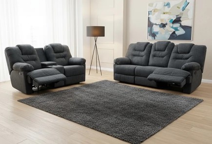 SOFÁ Y LOVE SEAT HARRY GREY CON RECLINABLES
