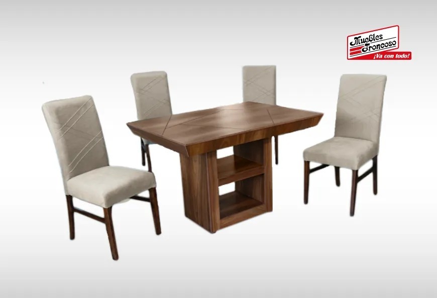 ANTECOMEDOR ITALIA CON 4 SILLAS ALPHA RUSSEL LATTE